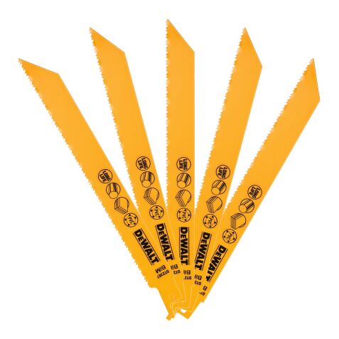 Lames scie sabre BIM DeWalt - Profondeur de lame <12 mm - Lot de 5