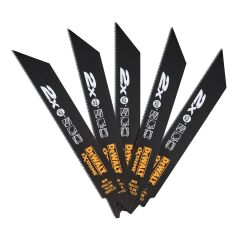 Lame de scie sabre DEWALT BiM 2X Long Life pour la coupe du métal - Profondeur <3 mm - Lot de 5