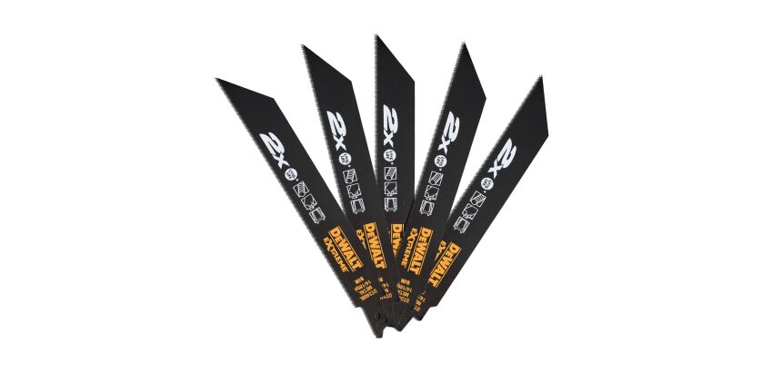 Lame de scie sabre DEWALT BiM 2X Long Life pour la coupe du métal - Profondeur <3 mm - Lot de 5