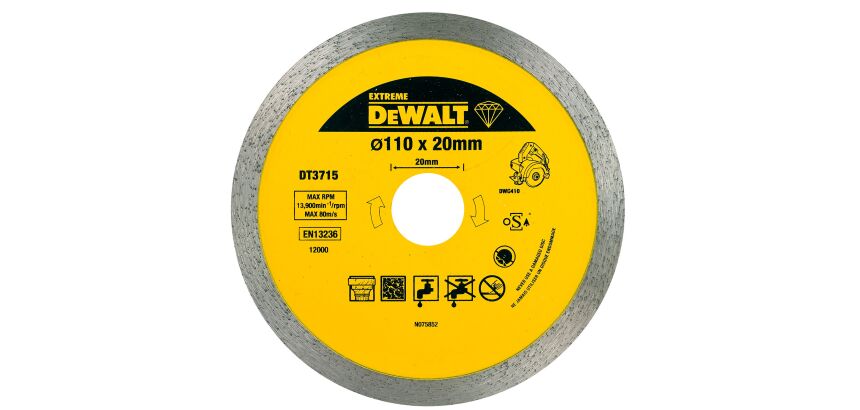 Disque pour scie à carrelage DWC410 à sec ou à l'eau 110 x 20 mm