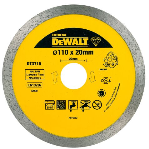Disque pour scie à carrelage DWC410 à sec ou à l'eau 110x20mm