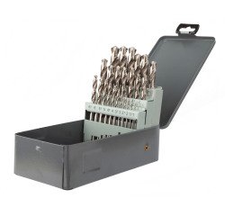 Coffret 25 forets métaux PRO HSS Din 338 angle 118° 1-13 mm par 0,5mm