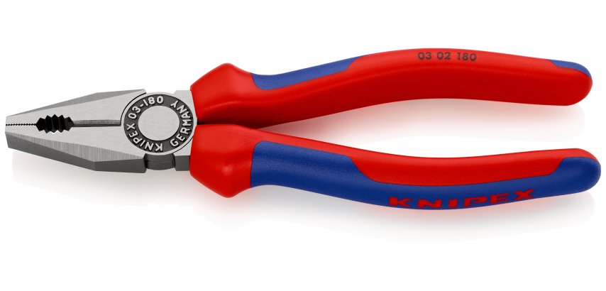 Pince universelle 180mm avec tranchant - Tri-matière - Tête polie - Sur carte