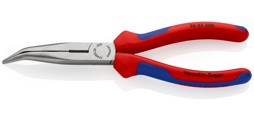Pince à becs demi-ronds 200mm coudés 40° avec tranchant - Gaines bi-matière - SC