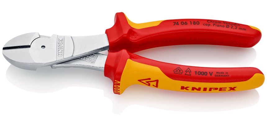 Pince coupante forte démultiplication 180mm - Bi-matière - Chromée - 1000V - SC
