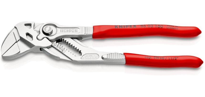 Pince-clé 180mm - Gainage PVC - Chromée - Ouverture 40mm - SC