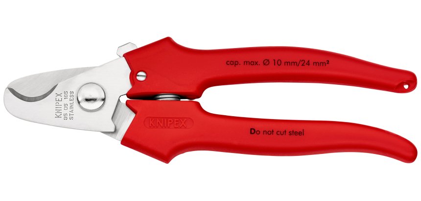 Coupe-câbles Cu/Al - 165mm - Ø10mm/24mm² - Poignées PVC - Acier inoxydable