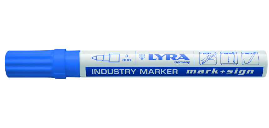 marqueur  lyra mark + sign pointe ogive 3 mm- peinture laquée - bleu