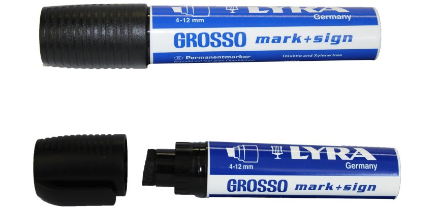 Marqueur permanent Grosso Lyra pointe biseautée noir 4-12 mm