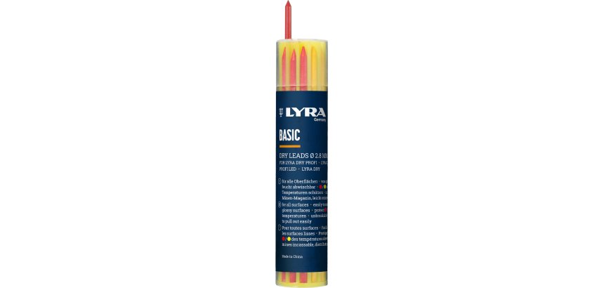 etui mines lyra dry basiques 12 pcs:6 mines graphite+3 mines rou+3 mines jau