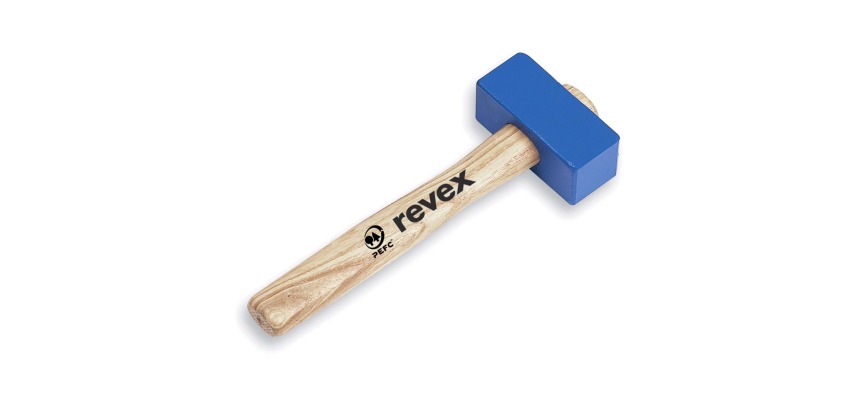 Massette droite angles vifs 1,25kg + manche bois Revex