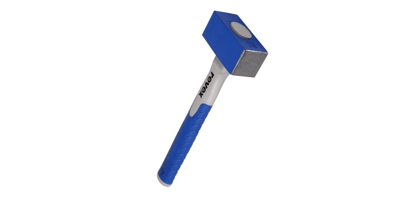 Massette droite tête polie 1,25kg + manche tri-matière Revex