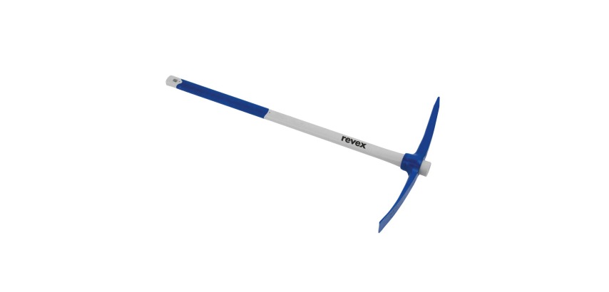 Pioche terrassier œil rond 2,5kg + manche tri-matière Revex