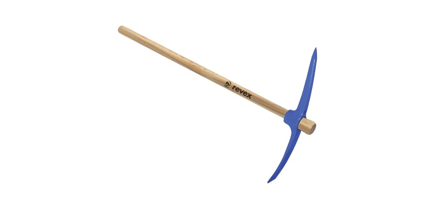 Pioche de terrassier œil rond 2,5kg + manche bois Revex