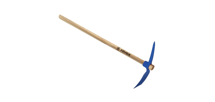 Pioche cantonnier œil rond 1,4kg + manche bois Revex
