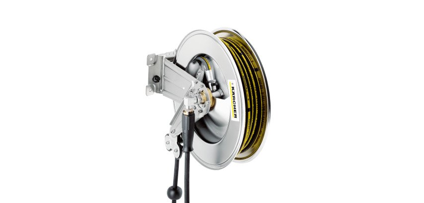Kärcher - Enrouleur de flexible automatique, acier inoxydable avec support pivotant, 20 m
