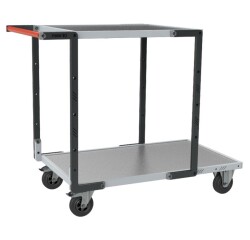 Servante Flatpack 2 plateaux tôle galvanisée 250 kg 1000 x 600 mm et 700 x 600 mm roue caoutchouc