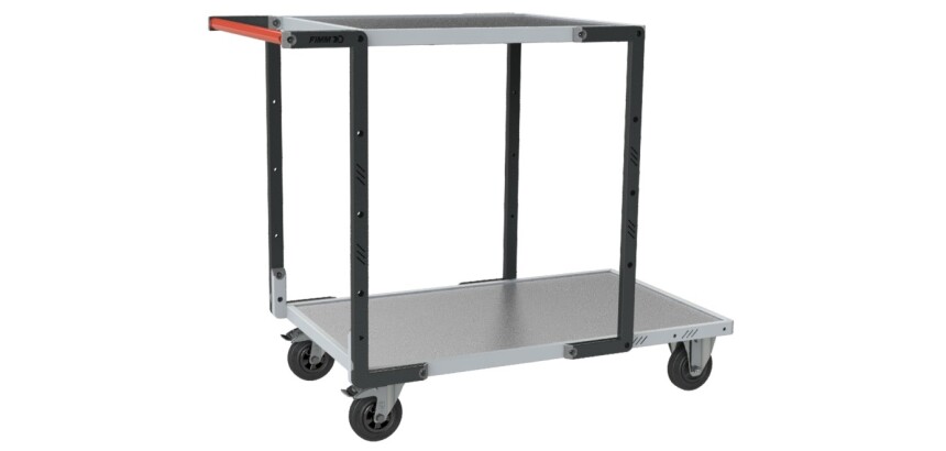 Servante Flatpack 2 plateaux tôle galvanisée 250 kg 1000 x 600 mm et 700 x 600 mm roue caoutchouc
