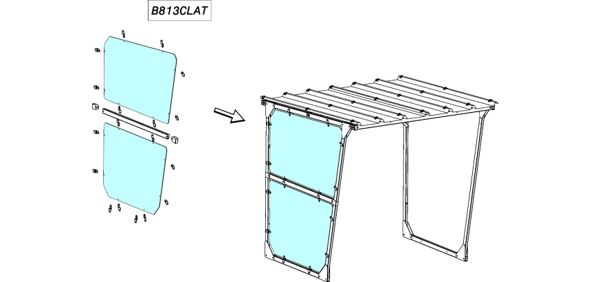 Bardage latéral droite ou gauche plexiglass 6mm pour ABRI B813C