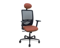 Silla de oficina Zulema con reposabrazos 2D y cabecera - Marrón
