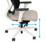 Fauteuil de bureau ergonomique MAXPRO BLANC, tissu et maille, avec accoudoirs 2D et appui-tête, mécanisme synchrone, pieds blancs