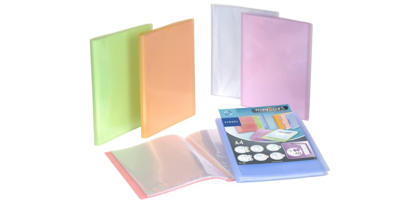 Protège-documents Viquel polypropylène translucide personnalisable 40 pochettes - 80 vues couleurs assorties