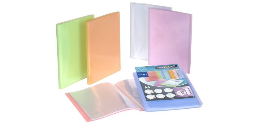 Protège-documents Viquel polypropylène translucide personnalisable 40 pochettes - 80 vues couleurs assorties