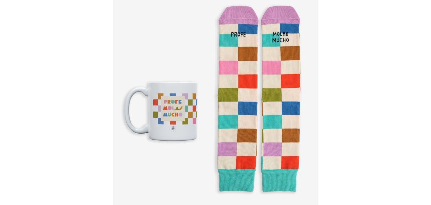 Kit Taza + Calcetines "Profe, molas mucho" 42-46