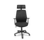 Silla de oficina Parolis respaldo malla negro con cabecero y asiento aran negro