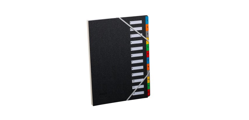 Trieur couverture celloderme 12 divisions coloris noir