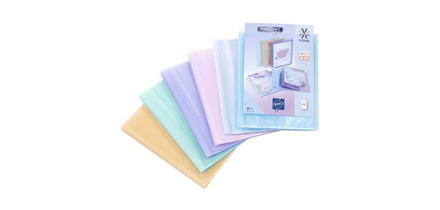 rotège-documents personnalisable 60 pochettes 120 vues - A4 - polypropylène  PROPYSOFT VIQUEL - Coloris assortis
