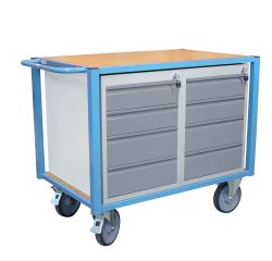 Servante établi équipée 8 tiroirs plateau médium 1060 x 680 mm 500 kg roue TPE