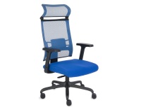 Chaise de bureau ergonomique ERGOFIX bleu, en tissu et maille, avec accoudoirs 3D et appui-tête