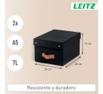Caja de almacenamiento Leitz Puro con tapa, pequeña, 7L, cartón 100% reciclado, paquete de 2 - Negro - 7