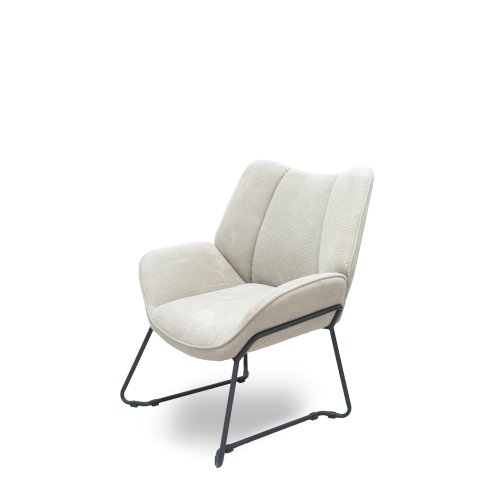 FORÖL - Modelo Opti526- Módulo de espera de una plaza - Tapizado en tela color beige. Estructura de hierro en color negro.