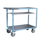 Servante mécano-soudée 3 plateaux tôle galvanisée 400 kg 1000 x 600 mm roue TPE