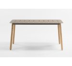 Table d'extérieur ARNON - aluminium pieds en teck naturel marron