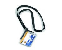 Porte-badge DELUXE pour 1 carte de sécurité avec lacet textile - Boîte de 10