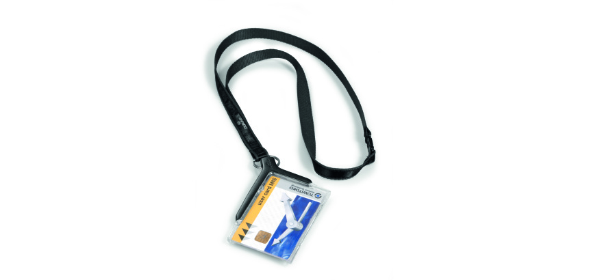 Porte-badge DELUXE pour 1 carte de sécurité avec lacet textile - Boîte de 10