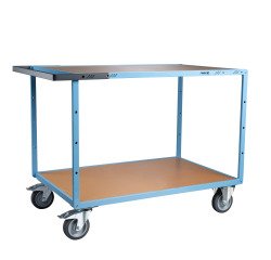 Servante mécano-soudée 2 plateaux médium 400 kg 1200 x 800 mm roue TPE