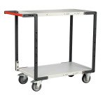 Servante Flatpack 2 plateaux mélaminé, 850 x 500 mm, roues TPE, 250 kg