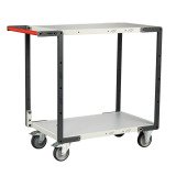 Servante Flatpack 2 plateaux mélaminé, 850 x 500 mm, roues TPE, 250 kg