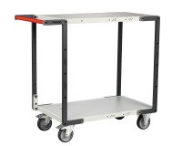 Servante Flatpack 2 plateaux mélaminé, 850 x 500 mm, roues TPE, 250 kg