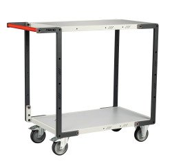 Servante Flatpack 2 plateaux mélaminé, 850 x 500 mm, roues TPE, 250 kg