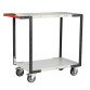 Servante Flatpack 2 plateaux mélaminé, 850 x 500 mm, roues TPE, 250 kg