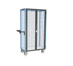 Servante grillagée 4 côtés, verrouillable, plateau bois, 850 x 500 mm, 250 kg