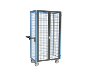 Servante grillagée 4 côtés, verrouillable, plateau bois, 850 x 500 mm, 250 kg