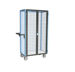 Servante grillagée 4 côtés, verrouillable, plateau bois, 850 x 500 mm, 250 kg