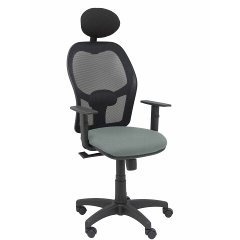 Silla de oficina Alocén malla con brazos regulables y cabecero - Asiento Gris