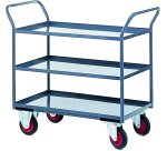 Servante 3 plateaux tôle avec rebord 935 x 435 mm 400 kg roue caoutchouc